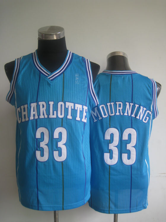 NBA Charlotte Hornets 33 Alonzo Mourning Throwback Soul Blue Jersey